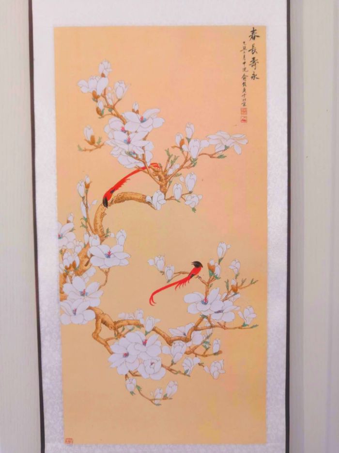 Tableau Peinture chinoise oiseaux et fleur - photo numéro 2