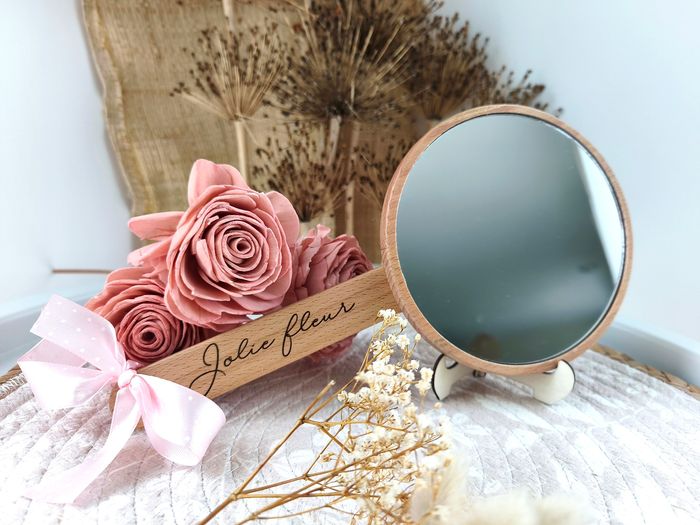 Joli miroir "Jolie fleur" en bois - photo numéro 3