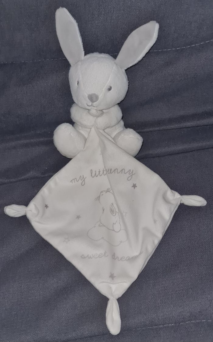 Doudou peluche Lapin blanc avec mouchoir my little Bunny- Simba