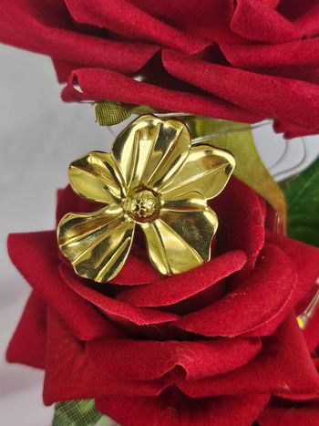 Bague fleur en acier inoxydable