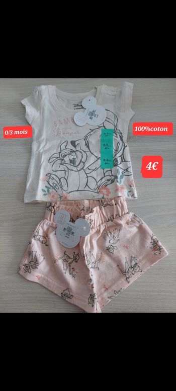 Short et haut Bambi fille 0/3 mois