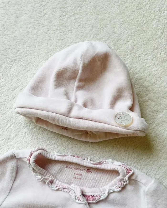 Pyjama en velours rose + bonnet 6 mois - Sergent Major 🩷 - photo numéro 7