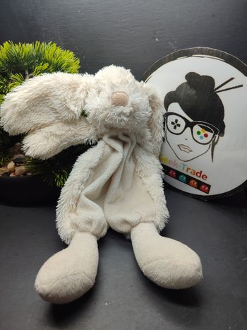 Doudou plat lapin blanc la maison de Jeanne beige crème écru marron eurodif 3809