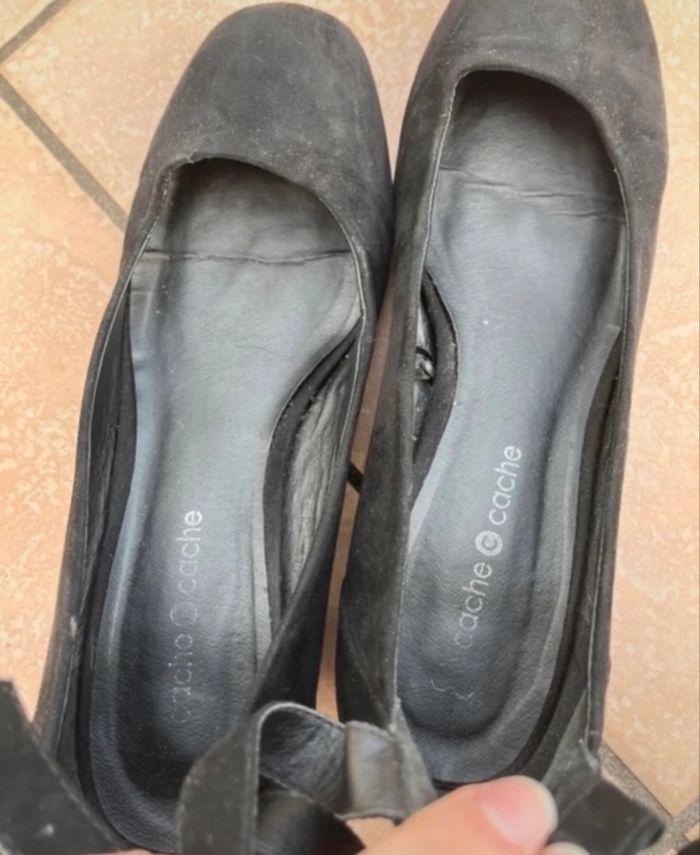 Chaussure à talon matière velours et talon pailletée taille 39 de chez cache cache en bon état - photo numéro 6
