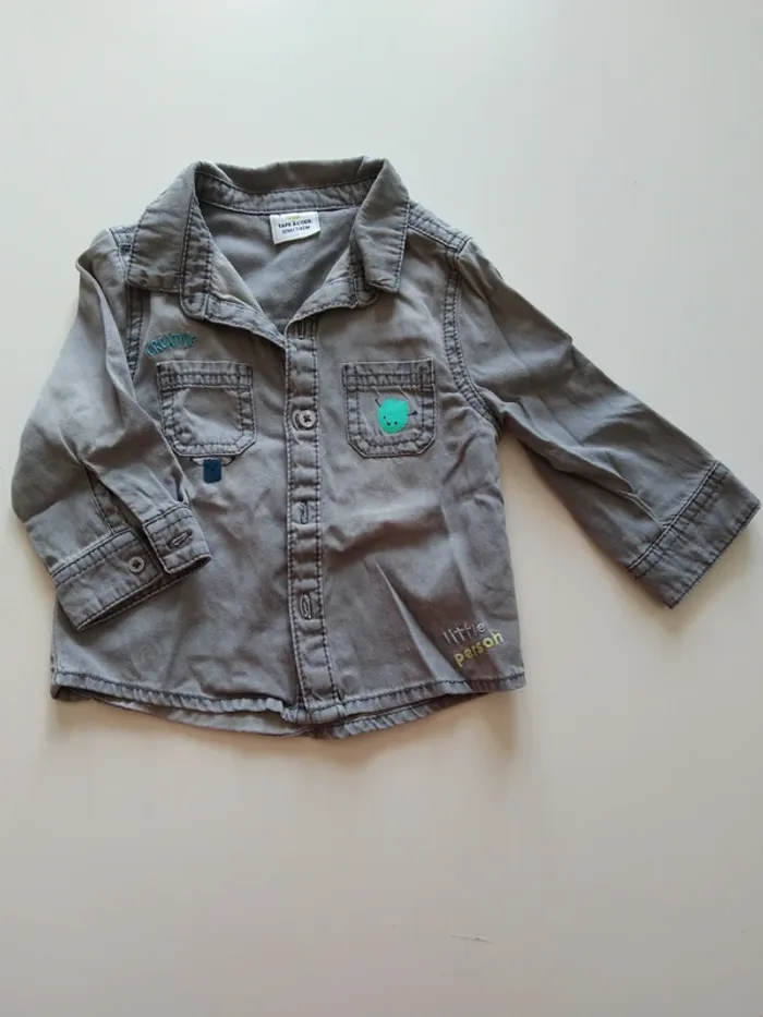 chemise en jean gris clair garcon tao 12 mois