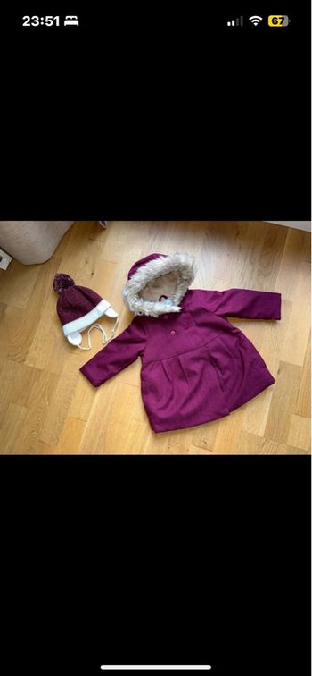 Lot ensemble manteau et bonnet bébé fille obaïbi
