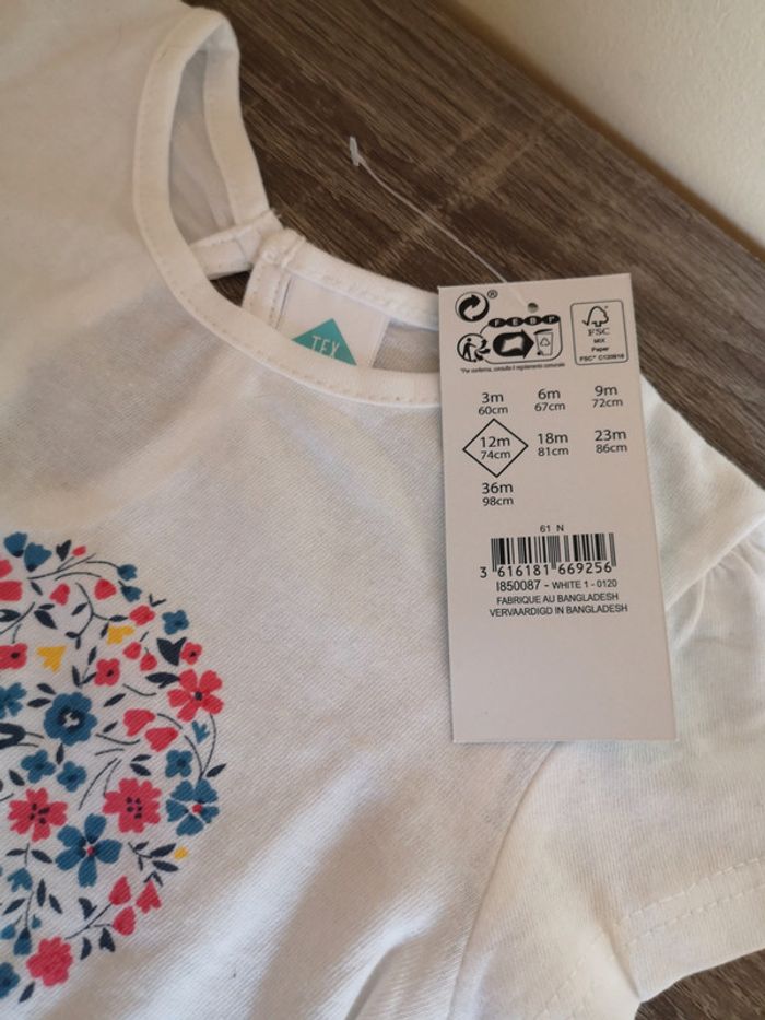 T-shirt blanc Tex taille 12 mois - photo numéro 3