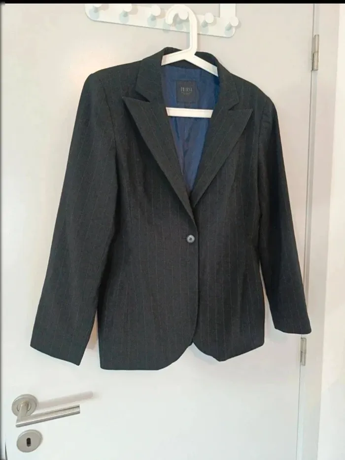 blazer noir à rayures femme fransa Taille large - photo numéro 3