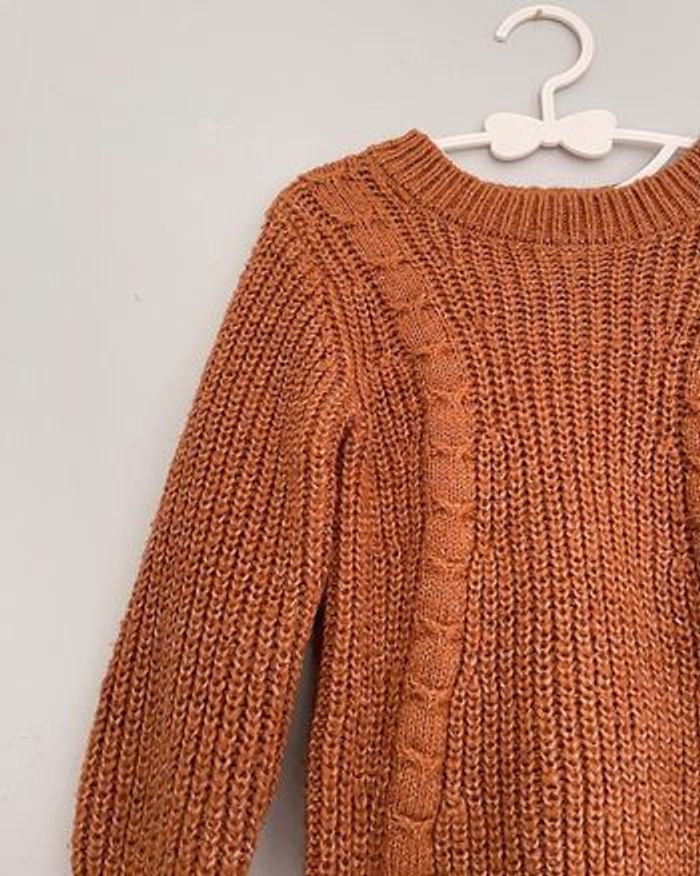 Pull en maille torsadée marron / camel 4 ans - Kiabi - photo numéro 2