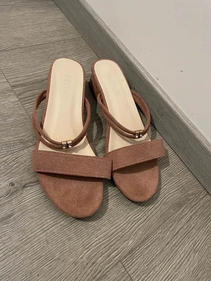 mules à talons roses/nude - talon 4 cm - taille 40 - photo numéro 2