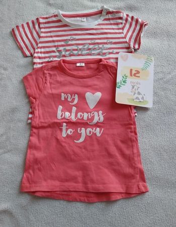 Lot de 2 t-shirt taille 12 mois