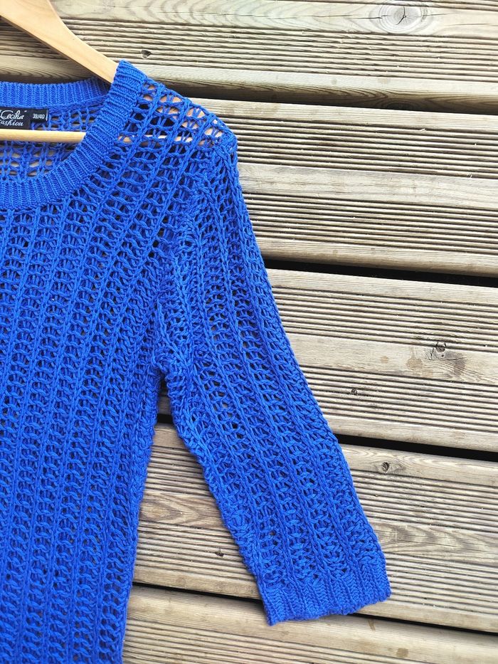 Tunique mi-longue bleu marine à mailles – Taille M/L – Très bon état - photo numéro 3