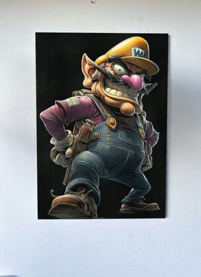 Poster métallique 30cm x 42cm Wario Mario Poster + aimant mural fourni. - photo numéro 2