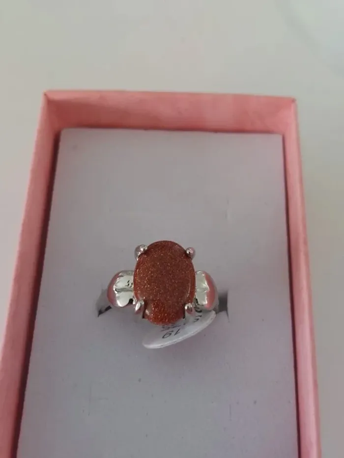 🦊 Magnifique bague acier inoxydable pierre naturelle marron - photo numéro 3