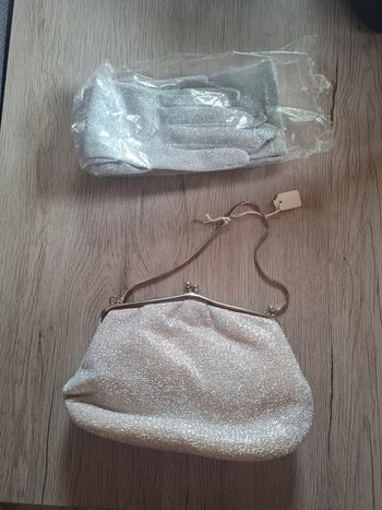 Sac à main paillettes jamais utilisé avec Gant assorti