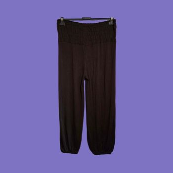 Pantalon Sarouel Marron Fluide Taille Smockée Bas Resserré Viscose Très Bon État