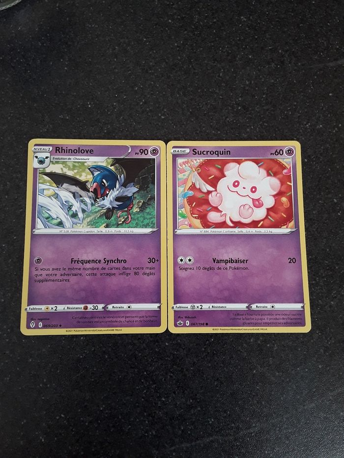 Rhinolove + Sucroquin lot de 2 cartes Pokémon neuves
