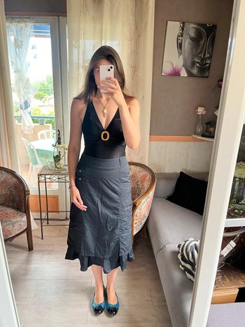 Jupe longue maxi skirt y2k noire gothic vintage bohème champêtre destroy cargo
