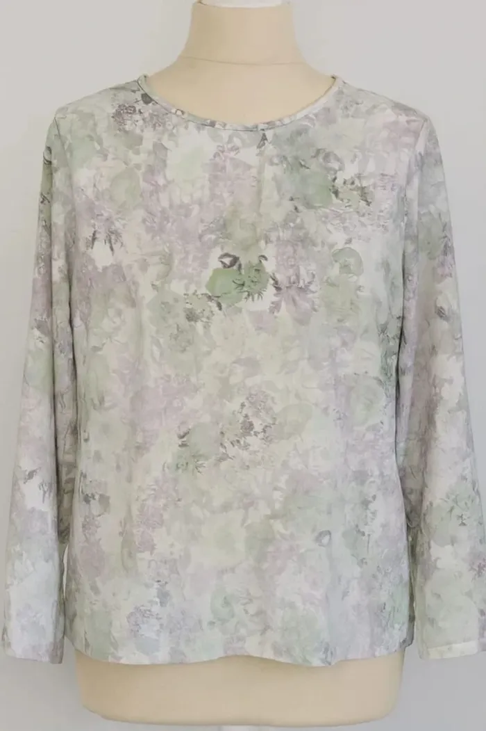 Tunique manche longue motif floral vert parme 3 Suisses Taille 36 / 38 - photo numéro 2