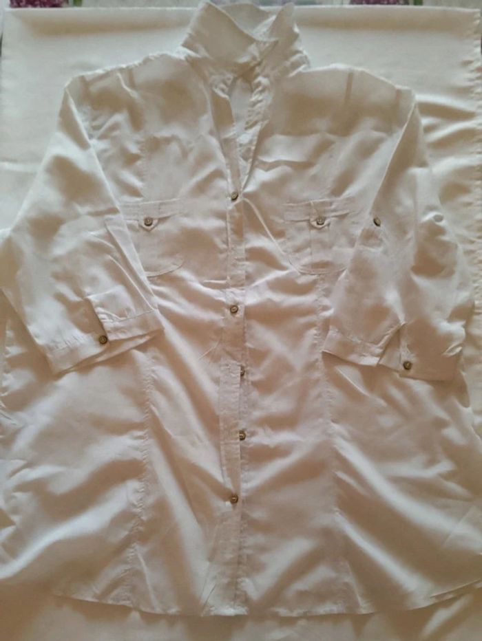 Chemise manches 3/4 femme blanche