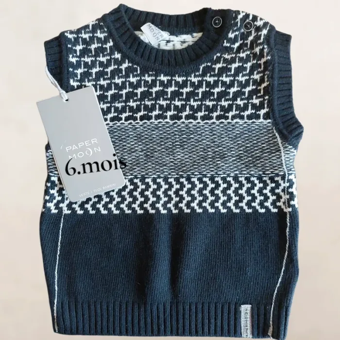Pull sans manche papermoon garçon T.6 mois neuf avec étiquette