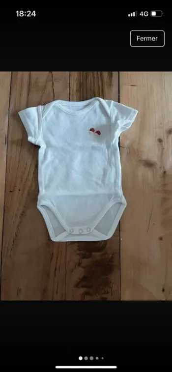 Body fille 3 mois – FPC – Blanc manches courtes