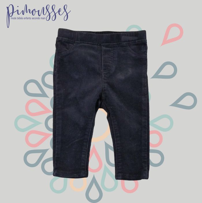 Pantalon jegging velours côtelé bleu marine Obaïbi 6 mois 68 cm fille