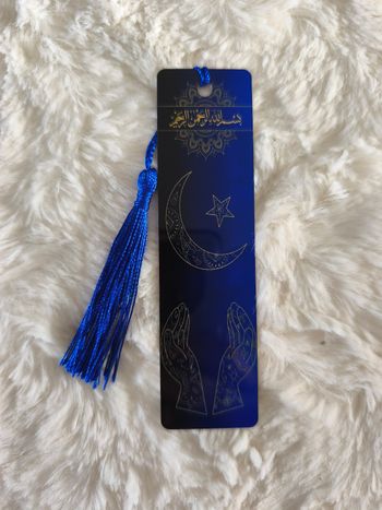 Marque pages Islam prière bleu et doré métallique 12.1*3.3 cm