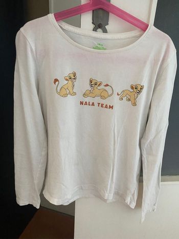 T-shirt blanc manche longue roi lion