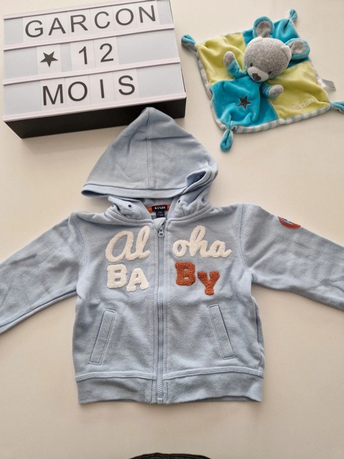 Veste zippé bleu ciel 12m