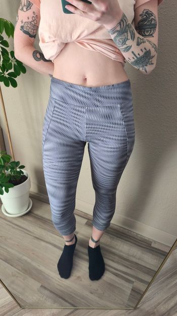 Domyos legging de sport court pantacourt gris fitness yoga femme taille 38 M