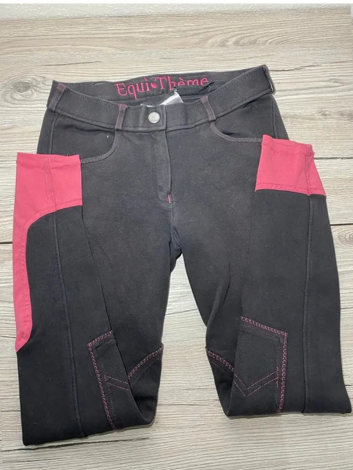 Pantalon d’Équitation Equitheme – Taille 36 – Noir et Rose - photo numéro 2