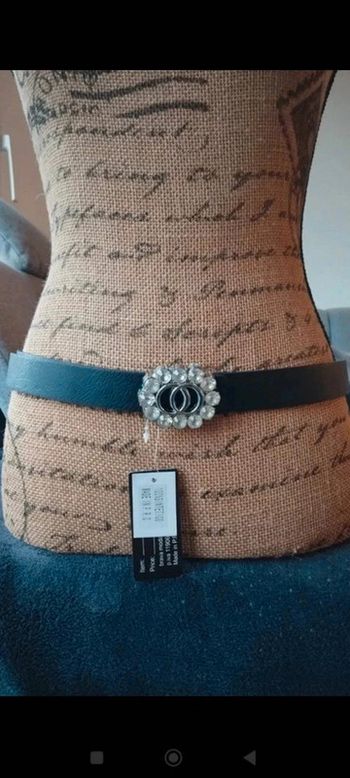 Ceinture noire boucle effet pierres 85 cm femme