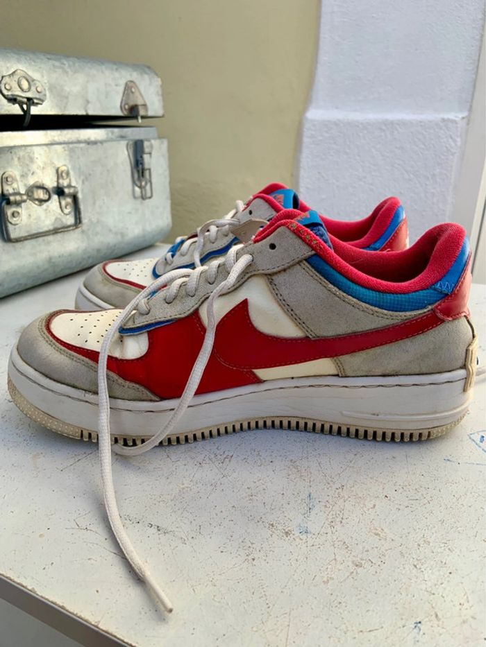 🔝 Air Force One Shadow blanche rouge et bleu taille 41 - photo numéro 6