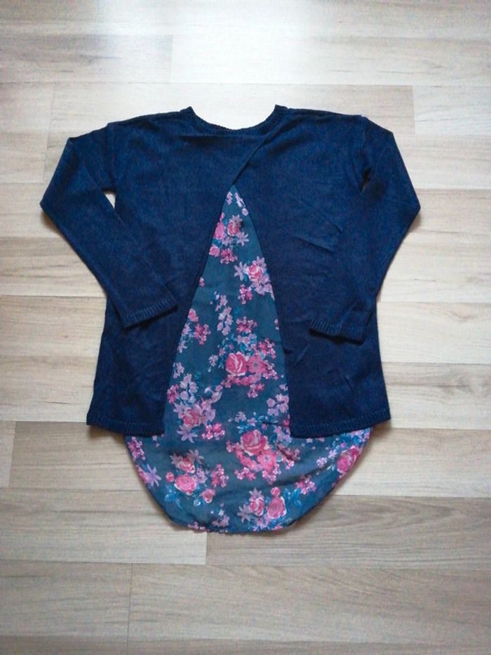 Pull ouvert dans le dos avec empiècement chemise - photo numéro 3