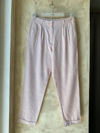 Pantalon en lin rose pastel Camaïeu 38