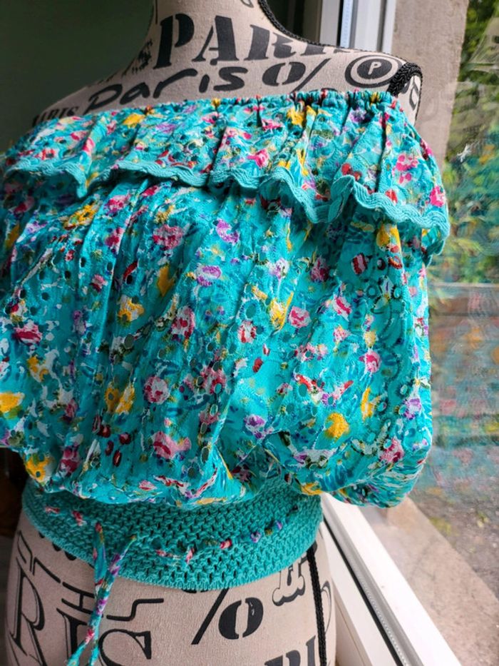 Haut bohème hippie festival épaule dénudée S - photo numéro 10