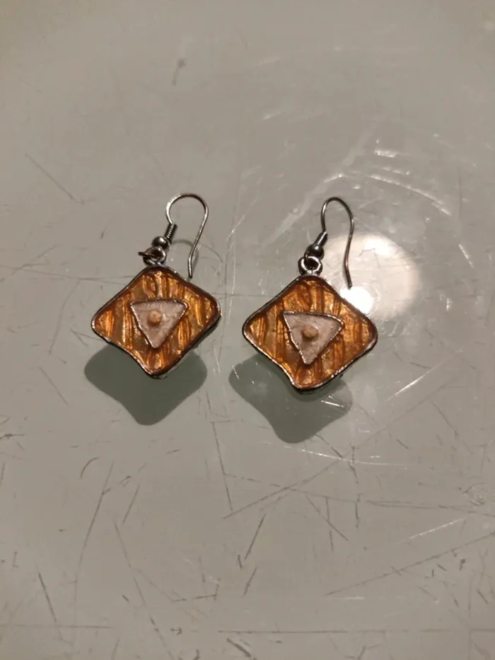Boucles d’oreilles carrées orange - photo numéro 2