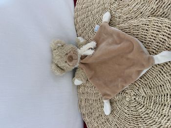 Tex Doudou plat ours écharpe beige marron
