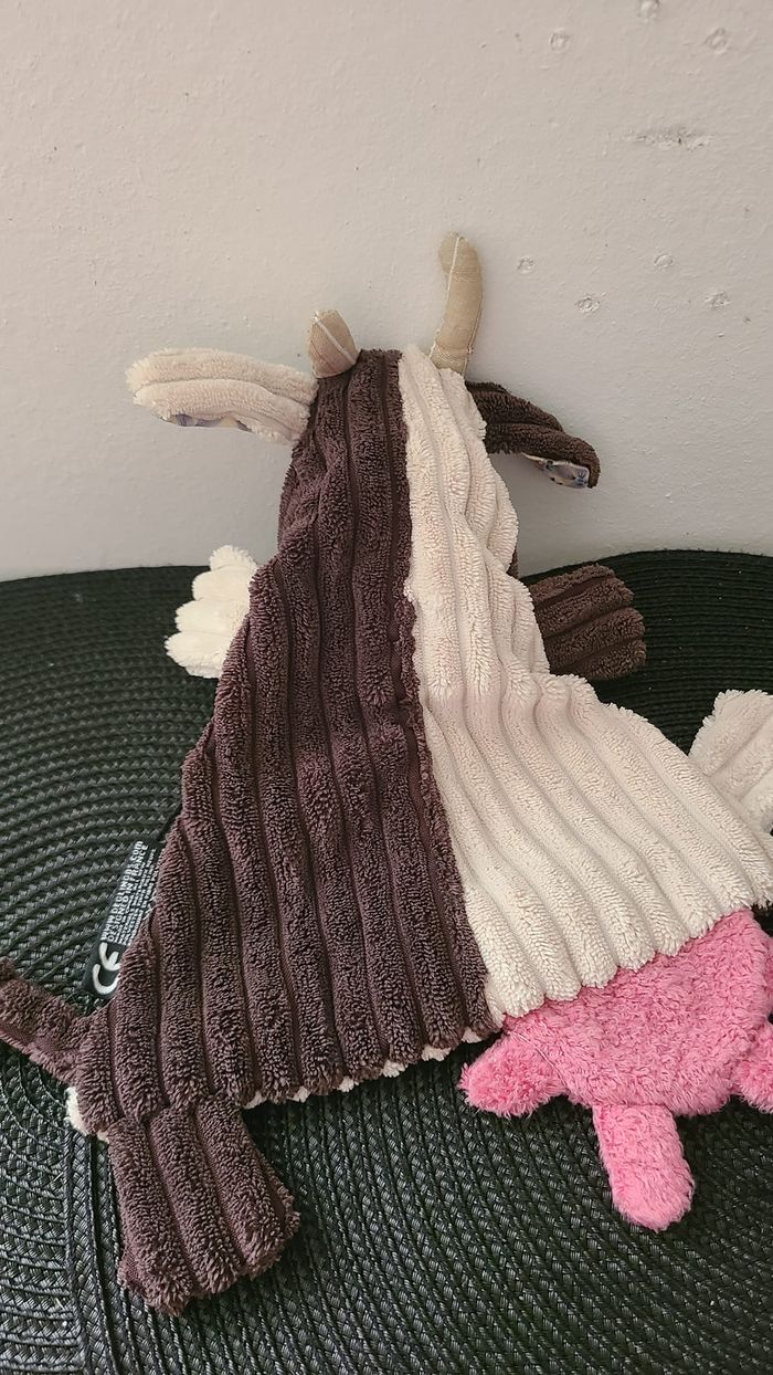 Les Déglingos Milkos la vache Baby doudou plat beige marron - photo numéro 4