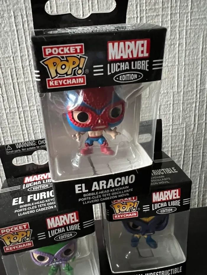 Lot de 3 Porte-clés Funko Pop! Marvel Lucha Libre – Édition Bobble-Head - photo numéro 3