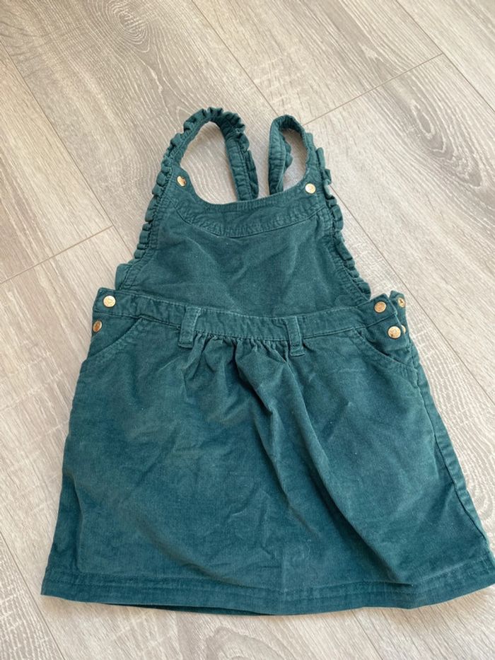 Robe tablier velours vert bébé fille 18 mois