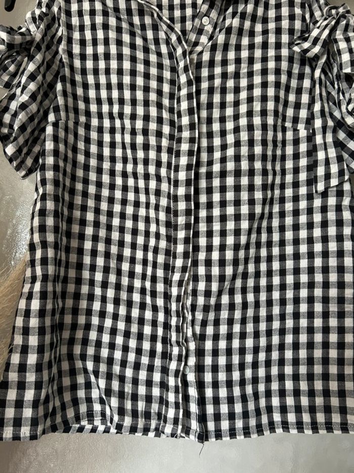 chemise femme à carreaux noir et blanc avec manche nouer Kiabi S neuf - photo numéro 2