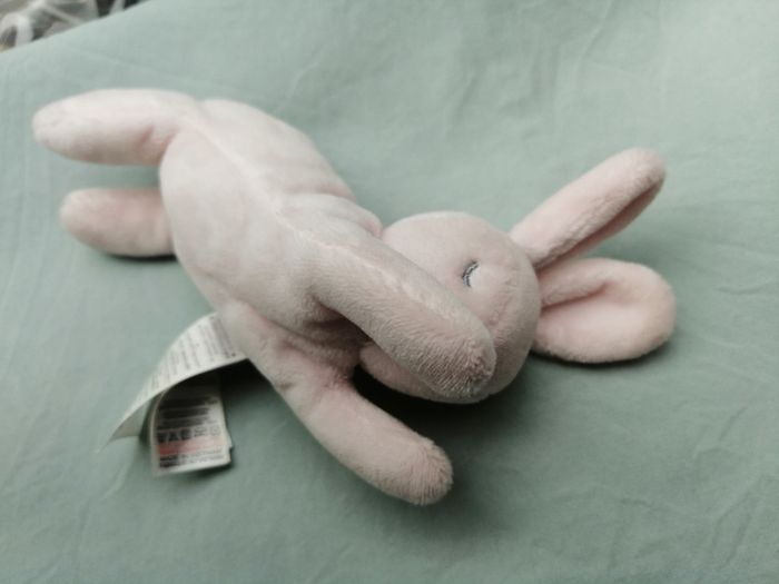 Mini doudou lapin JACADI couché rose 14 cm
