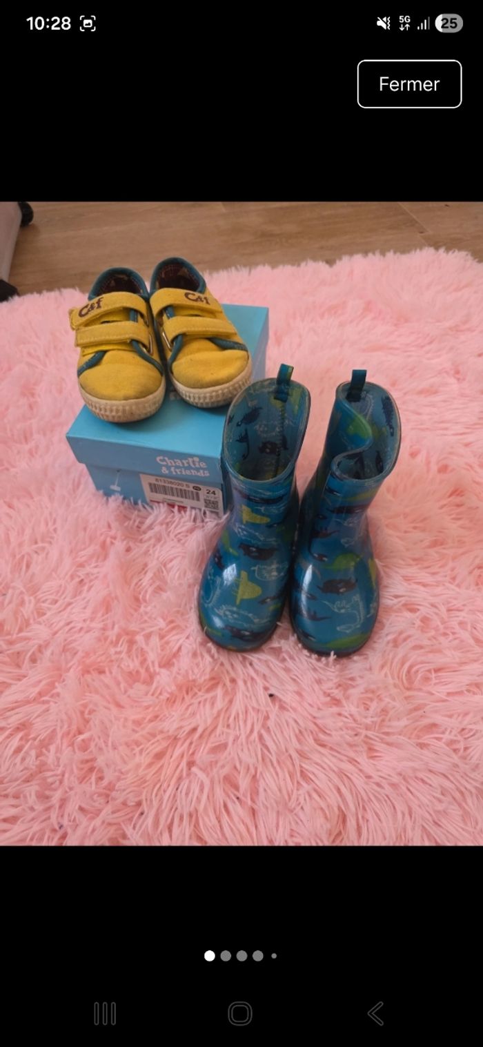 1 paire de bottes+1 paire de tennis garçon taille 24 - photo numéro 1