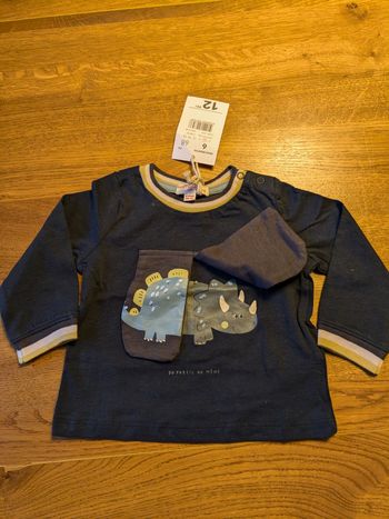 Tee-shirt bleu dinosaure