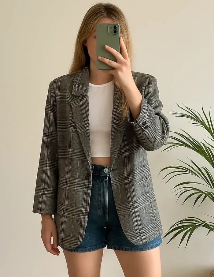 Veste blazer oversize à carreaux Weekday – Taille 36