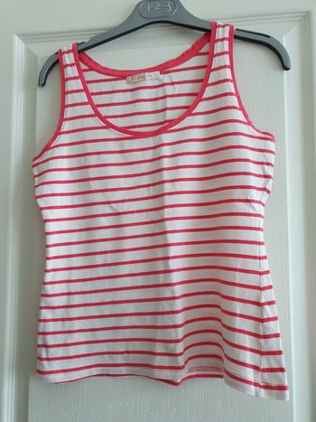 Débardeur femme rayé rose GEMO Taille M