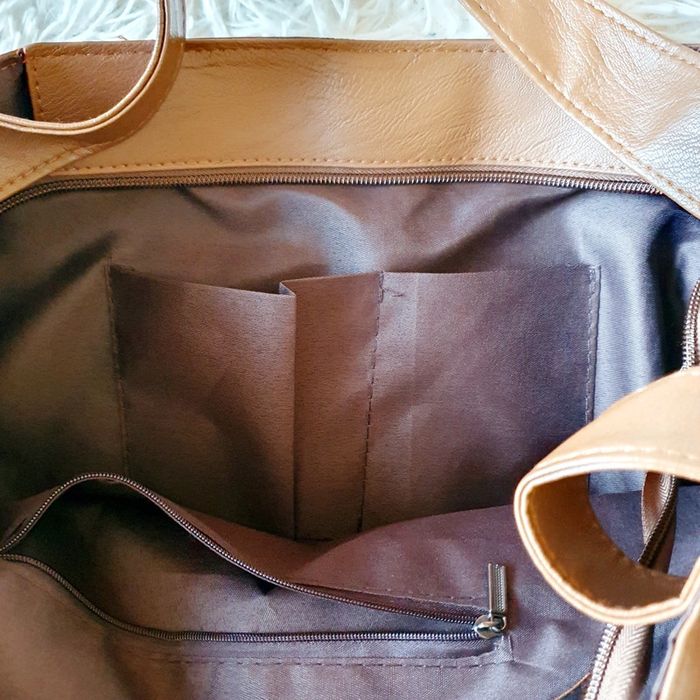 👜 Grand Sac à main souple cabas fourre-tout simili cuir marron neuf MALLOW - photo numéro 14