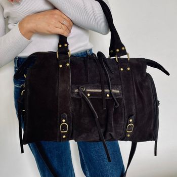 🇮🇹Sac a main 100% Cuir  Daim Noir verapelle🇮🇹 The genuine leather neuf avec Bandoulière